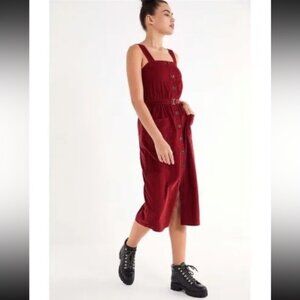 Urban outfitters red brick corduroy button front dress‎ size small